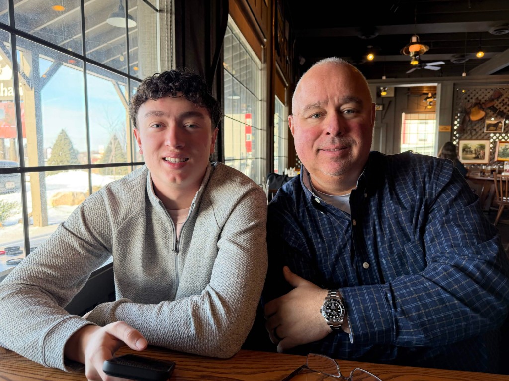 Brian Brennan with family at a restaurant