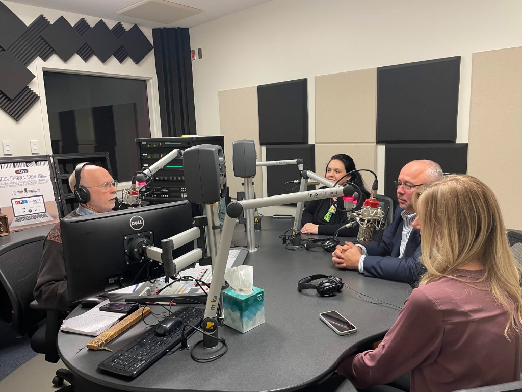 Brian Brennan recording with colleagues in a studio